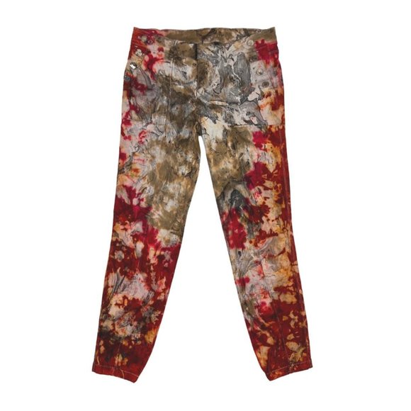 Custom Tie Dye & Marble Painted Moto Skinny Stretch Pants - Picture 1 of 3